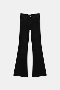 Расклешенные джинсы с высокой талией Pull&Bear, черный