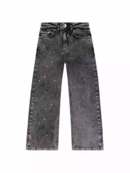 Расклешенные джинсы со стразами MSGM, черный