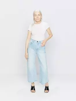 Расклешенные джинсы со вставками из смесового органического хлопка Raey, синий