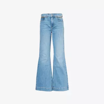 Расклешенные джинсы средней посадки Falabella из денима с цепочкой Stella Mccartney, синий