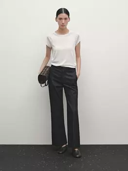 Расклешенные джинсы средней посадки Massimo Dutti, черный