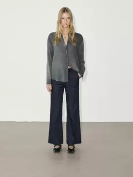 Расклешенные джинсы средней посадки с выцветшим эффектом Massimo Dutti, синий