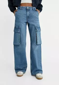 Расклешенные джинсы Stradivarius, темно-синий