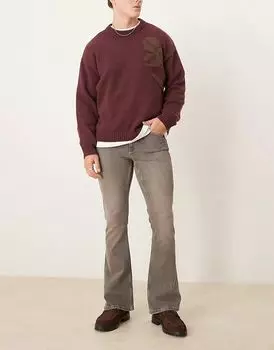 Расклешенные джинсы-стрейч серого цвета ASOS DESIGN
