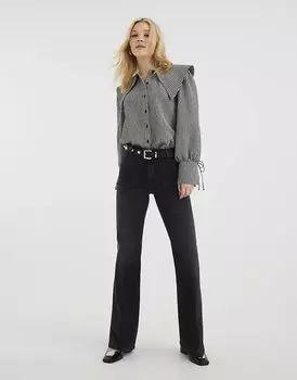 Расклешенные джинсы свободного кроя с высокой талией черного цвета River Island
