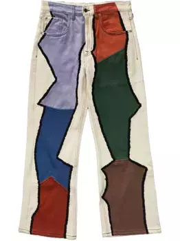 Расклешенные джинсы в технике пэчворк Glass Cypress, нейтральный