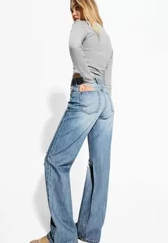 Расклешенные джинсы WIDE- RIPPED Bershka, деним