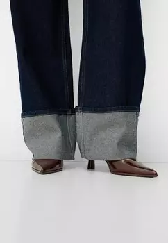 Расклешенные джинсы WIDE-RIPPED Bershka, синий