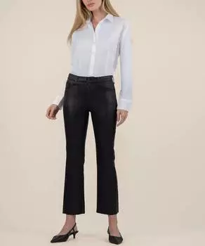 Расклешенные книзу джинсы Kelsey Coated High Rise черного цвета KUT FROM THE KLOTH