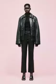 Расклешенные кожаные брюки H&M, черный