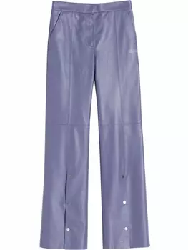 Расклешенные кожаные брюки Off-White, серый