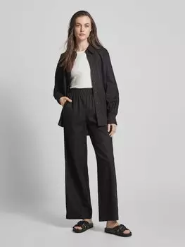 Расклешенные льняные брюки с эластичным поясом, модель «YASFLAXY», черный