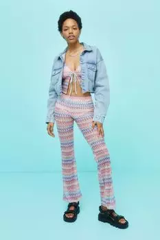 Расклешенные леггинсы H&amp;M, светло-розовый/полосатый