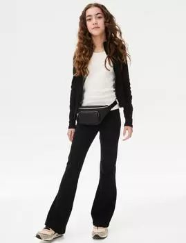 Расклешенные леггинсы из хлопка Marks & Spencer, черный