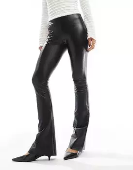 Расклешенные леггинсы из искусственной кожи черного цвета Commando
