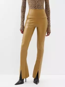 Расклешенные леггинсы из искусственной кожи с разметкой Norma Kamali, коричневый