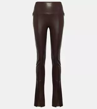 Расклешенные леггинсы из искусственной кожи с высокой посадкой Norma Kamali, коричневый