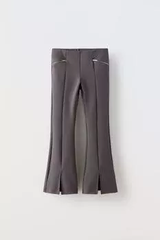 Расклешенные леггинсы на молнии ZARA, серый