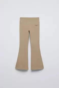Расклешенные леггинсы с лозунгом ZARA, бежевый