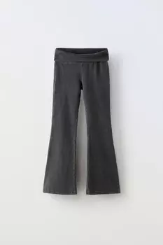 Расклешенные леггинсы с отвернутым поясом ZARA, антрацитово-серый