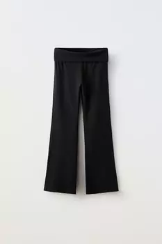 Расклешенные леггинсы с отвернутым поясом ZARA, черный