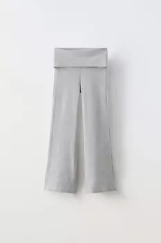 Расклешенные леггинсы с отвернутым поясом ZARA, серый мергель