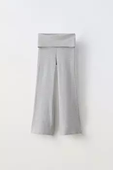 Расклешенные леггинсы с отвернутым поясом ZARA, серый мергель