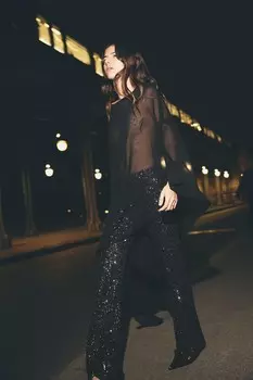 Расклешенные леггинсы с пайетками ZARA, темно-серебристый