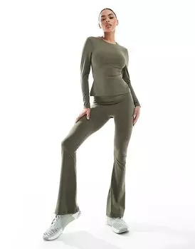 Расклешенные леггинсы с высокой талией цвета хаки South Beach