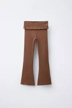 Расклешенные леггинсы с завышенной талией и проушиной ZARA, коричневый