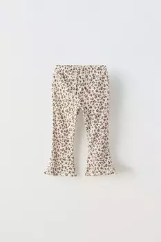 Расклешенные леггинсы с животным принтом ZARA, экрю