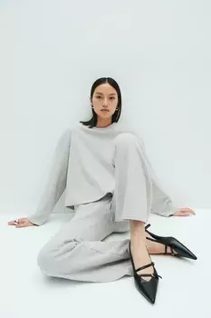 Расклешенные леггинсы тонкой вязки H&M, серый