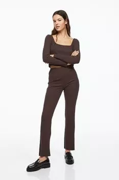 Расклешенные леггинсы в рубчик H&amp;M, темно коричневый