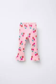 Расклешенные леггинсы в рубчик с принтом ZARA, цвет Chalk pink