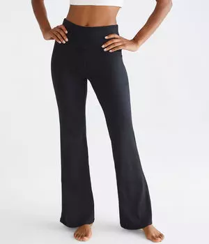 Расклешенные леггинсы в рубчик с высокой посадкой Aeropostale, черный