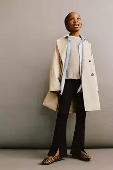 Расклешенные леггинсы в рубчик ZARA, черный