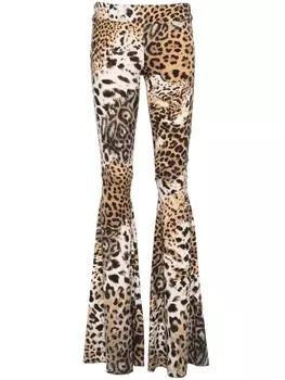 Расклешенные легинсы с заниженной талией Roberto Cavalli, бежевый