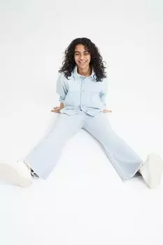 Расклешенные низкие джинсы 90-х H&M, бледно-голубой деним