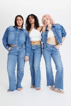 Расклешенные низкие джинсы 90-х H&amp;M, синий деним