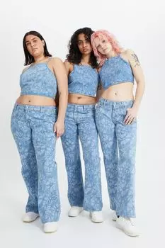 Расклешенные низкие джинсы 90-х H&amp;M, синий деним/цветы