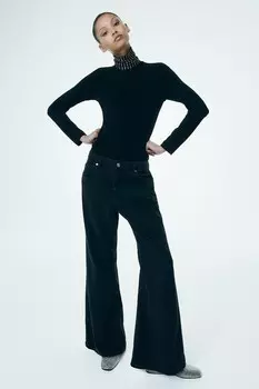 Расклешенные низкие джинсы Baggy H&M, черный