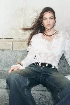 Расклешенные низкие джинсы Baggy H&M, синий