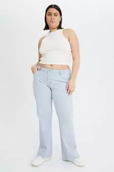 Расклешенные низкие джинсы H&amp;M+ 90-х, бледно-голубой деним