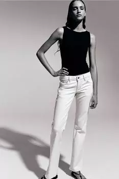 Расклешенные низкие джинсы H&M, бежевый