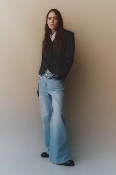 Расклешенные обычные джинсы H&M, голубой