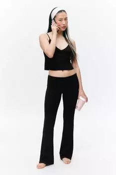 Расклешенные пижамные брюки с заниженной талией Monki, черный