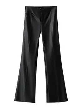 Расклешенные плиссированные брюки Bershka, черный