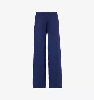 Расклешенные широкие трикотажные брюки с высокой посадкой Brand-Plaque Lounge Underwear, синий