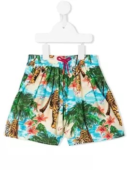 Расклешенные шорты с графичным принтом Kenzo Kids, мультиколор