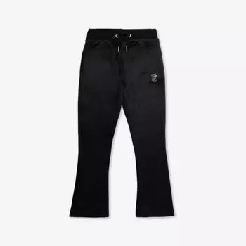 Расклешенные спортивные штаны из эластичного велюра, украшенные стразами, 7–16 лет Juicy Couture, черный